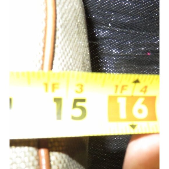 Michael Kors Marina Gold Glitter Canvas & Leather Trim Drawstring Large Tote Han - Picture 13 of 13